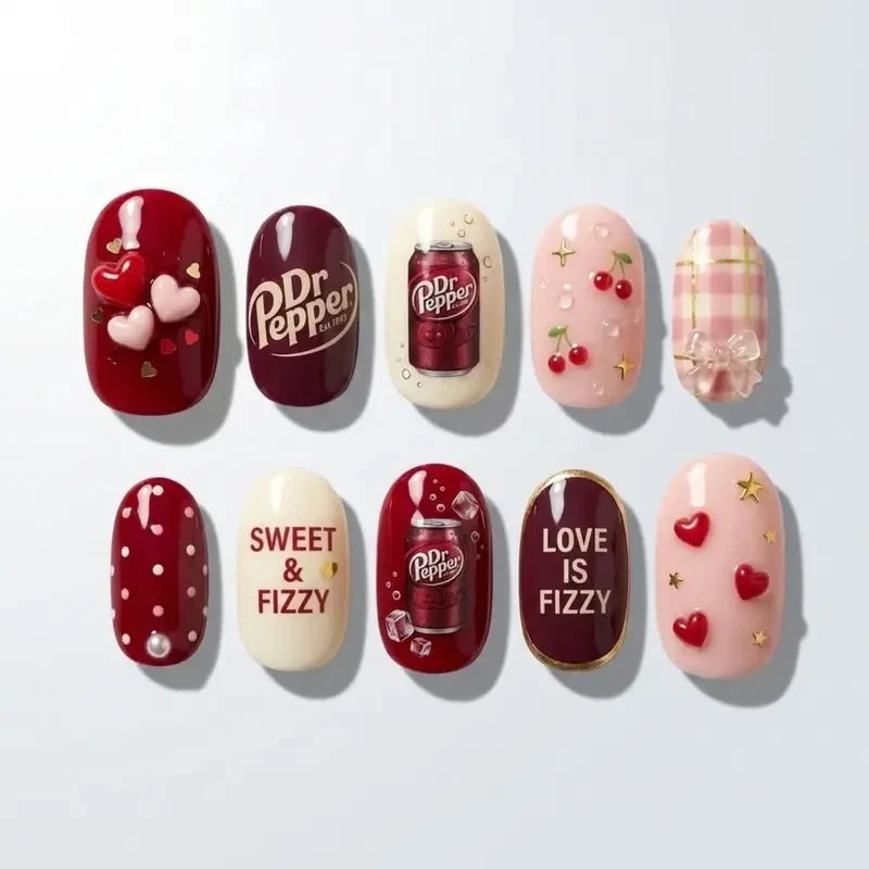 Dr. Pepper Handmade Press on Nail Set