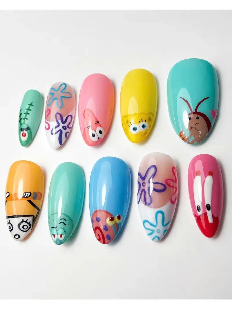 Spongebob Squarepants Cartoon (Style 4) Handmade Press-On Nails