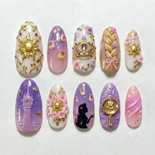 Rapunzel Tangled Disney Princess Handmade Press On Nails