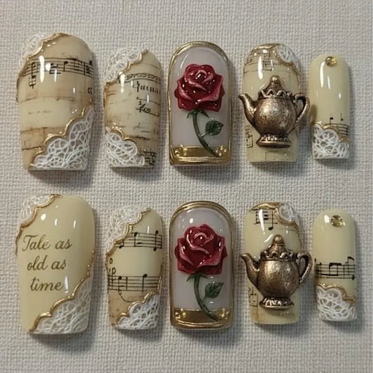 Beauty and the Beast Belle Disney Princess Handmade Press On Nails