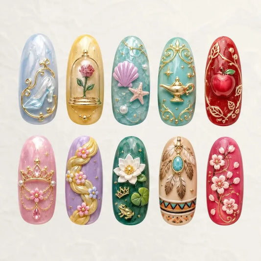 Disney Princesses (Style 3) Handmade Press On Nail Set
