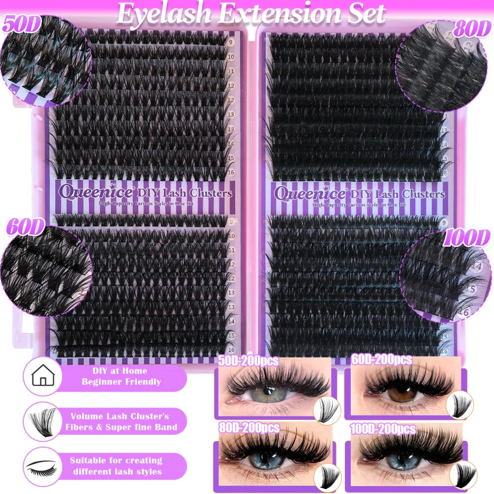 Lash Extension Kit 800 Pieces - 50D-100D, 30D-80D, 60D-150D