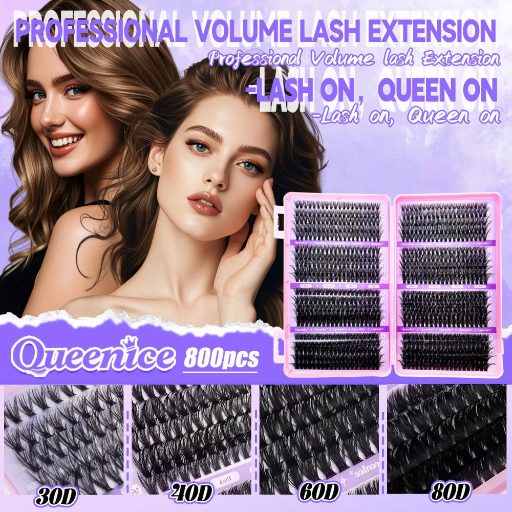 Lash Extension Kit 800 Pieces - 50D-100D, 30D-80D, 60D-150D