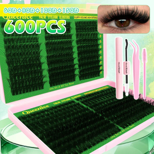 600 Piece Eyelash Clusters Kit - 60D-150D, 10-18mm Length