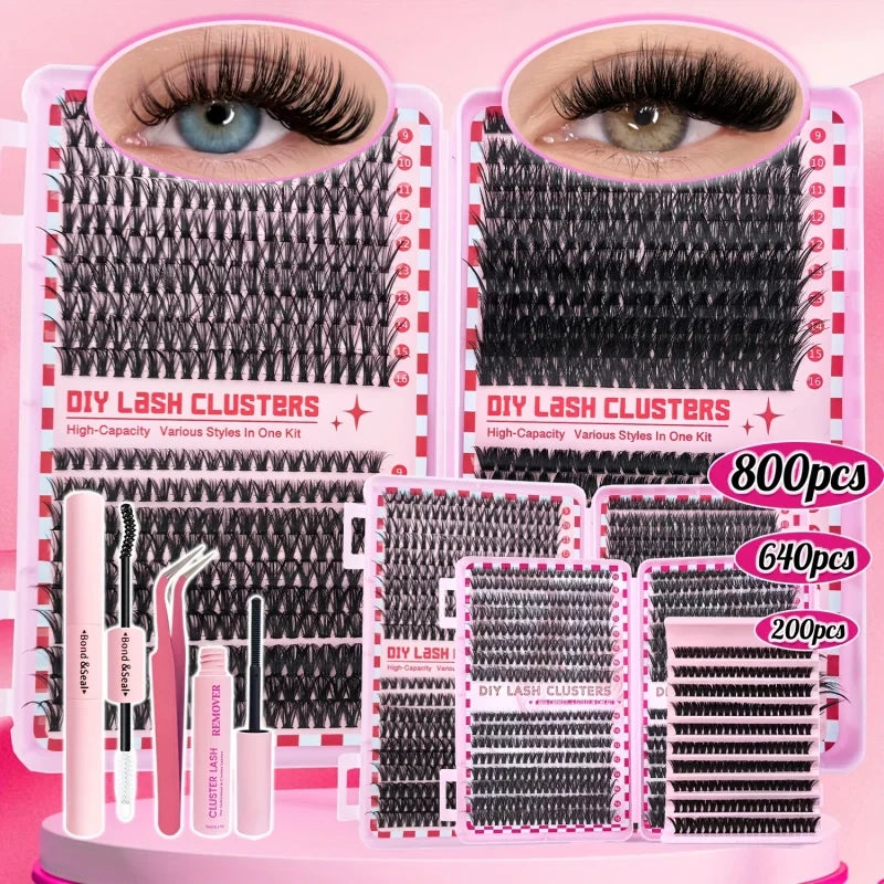 800/640/200 Piece Fluffy Eyelash Cluster Book