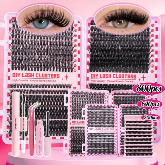 800/640/200 Piece Fluffy Eyelash Cluster Book