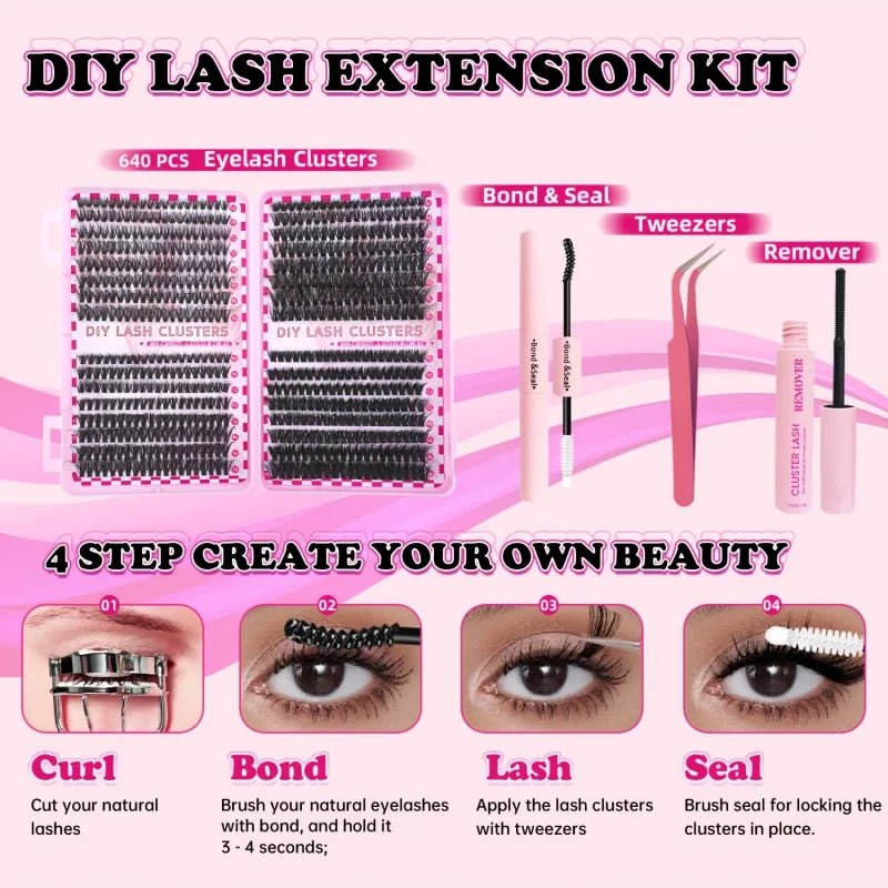 800/640/200 Piece Fluffy Eyelash Cluster Book