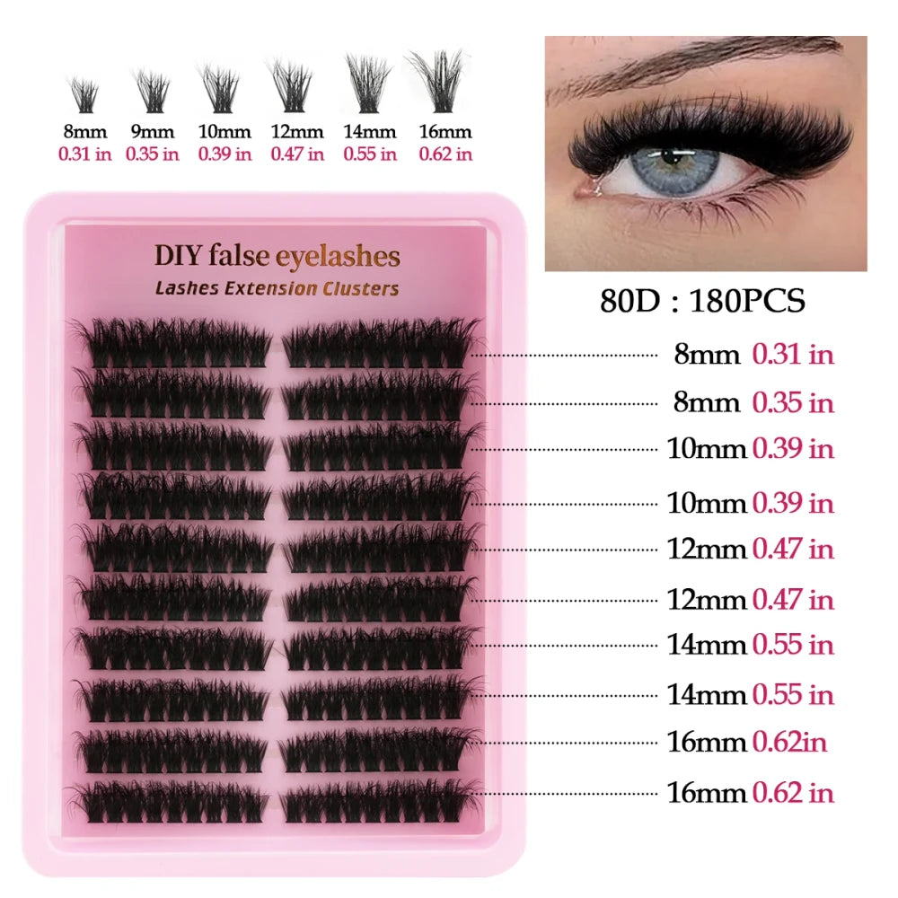 Natural D Curl Lash Extension Clusters