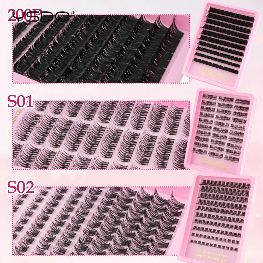 Natural D Curl Lash Extension Clusters