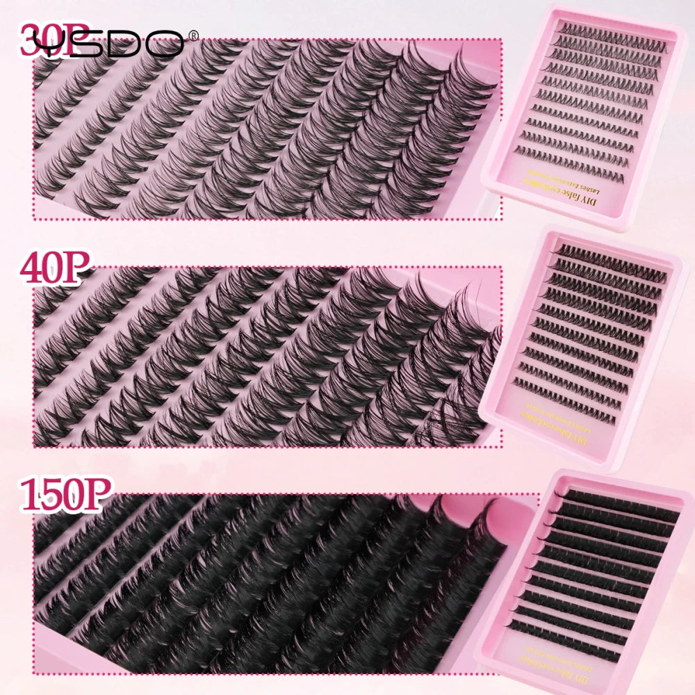 Natural D Curl Lash Extension Clusters