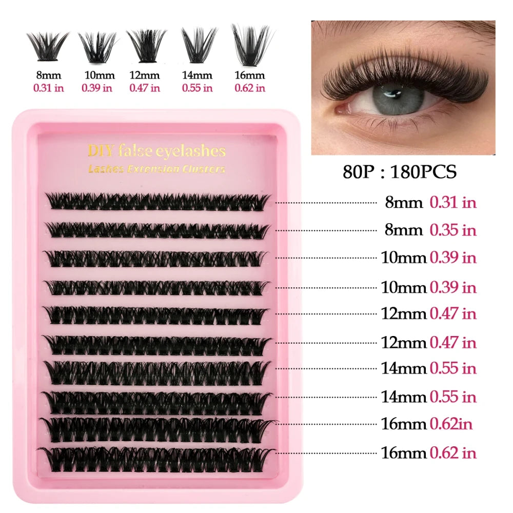 Natural D Curl Lash Extension Clusters