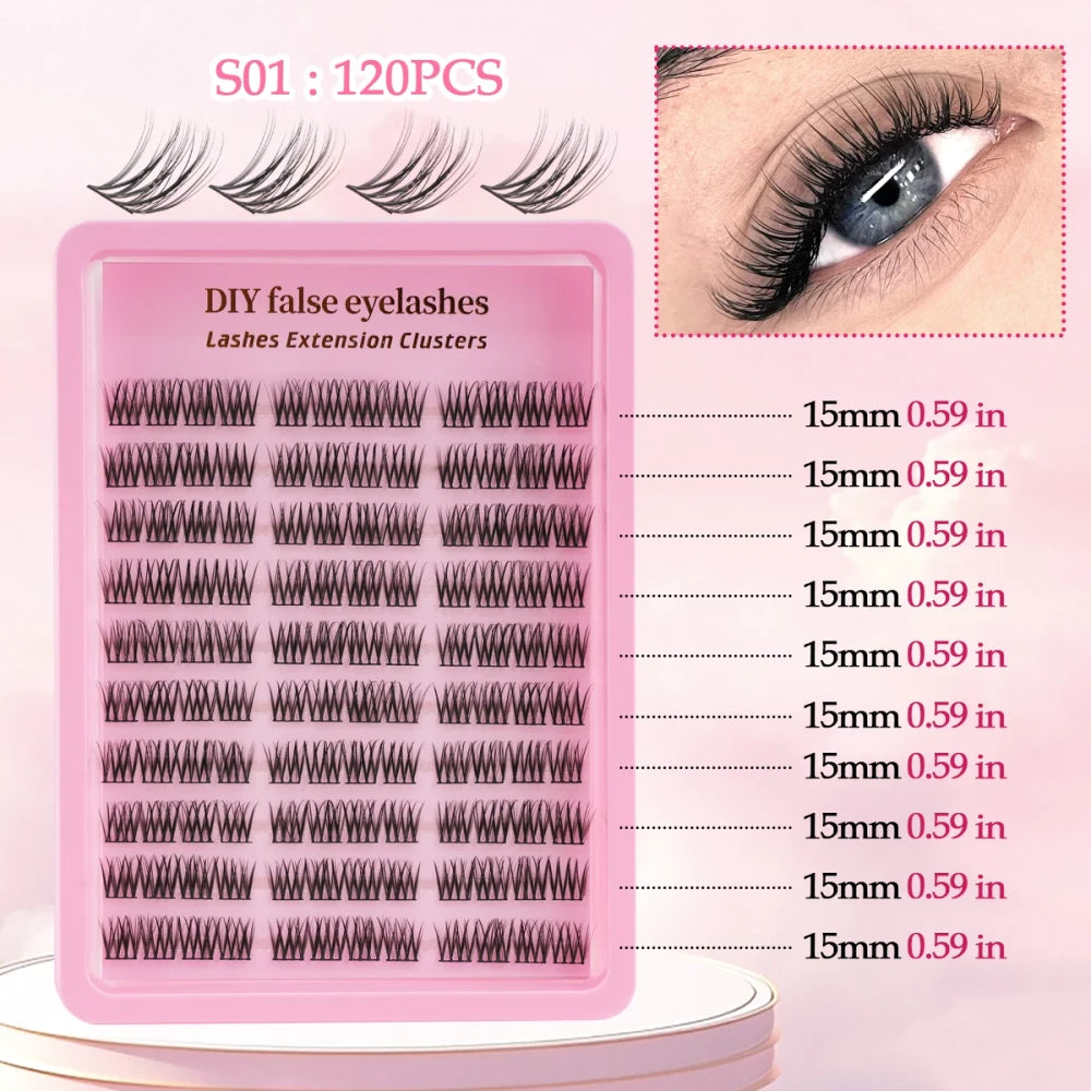 Natural D Curl Lash Extension Clusters