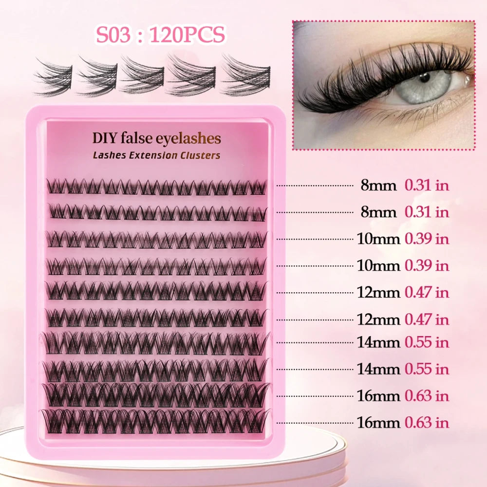Natural D Curl Lash Extension Clusters