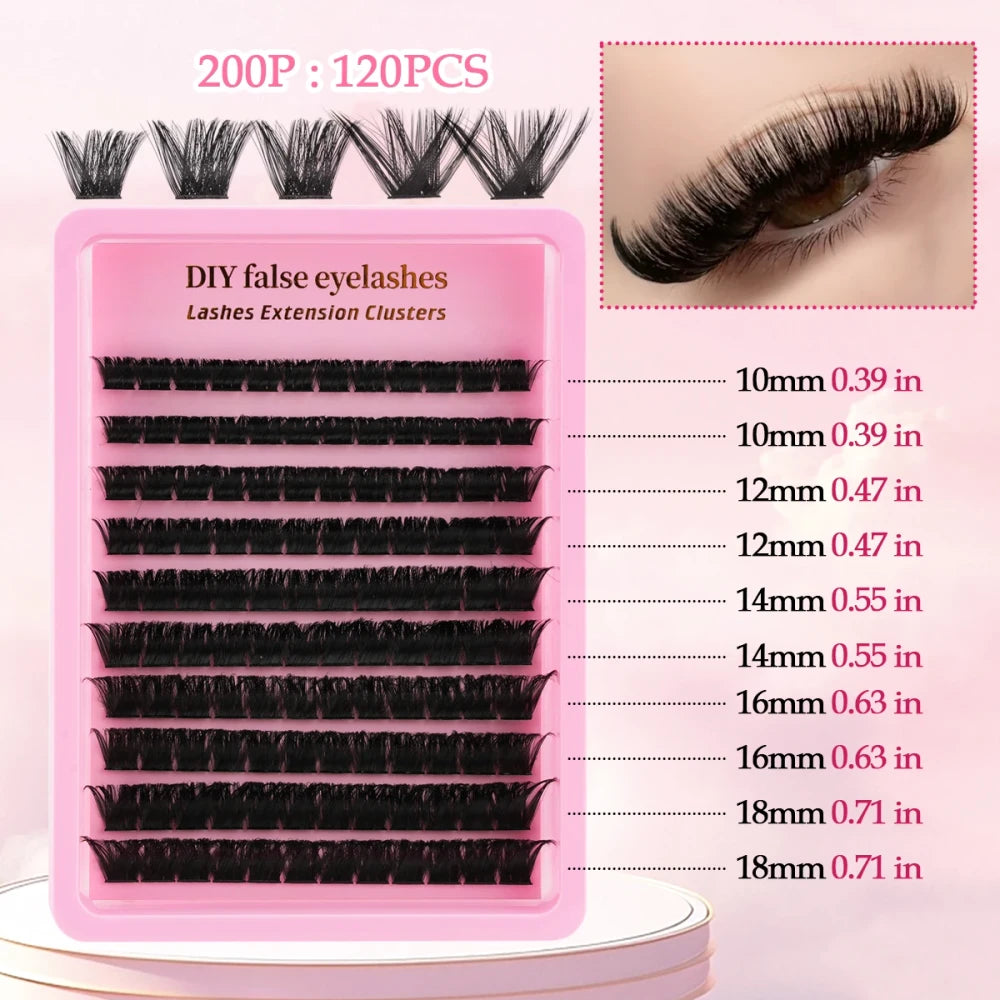 Natural D Curl Lash Extension Clusters