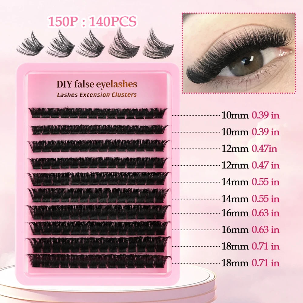 Natural D Curl Lash Extension Clusters