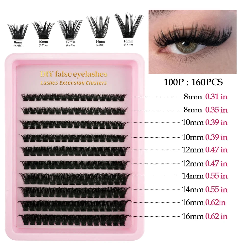 Natural D Curl Lash Extension Clusters