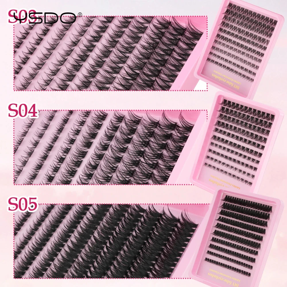 Natural D Curl Lash Extension Clusters