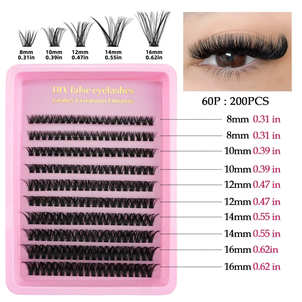 Natural D Curl Lash Extension Clusters