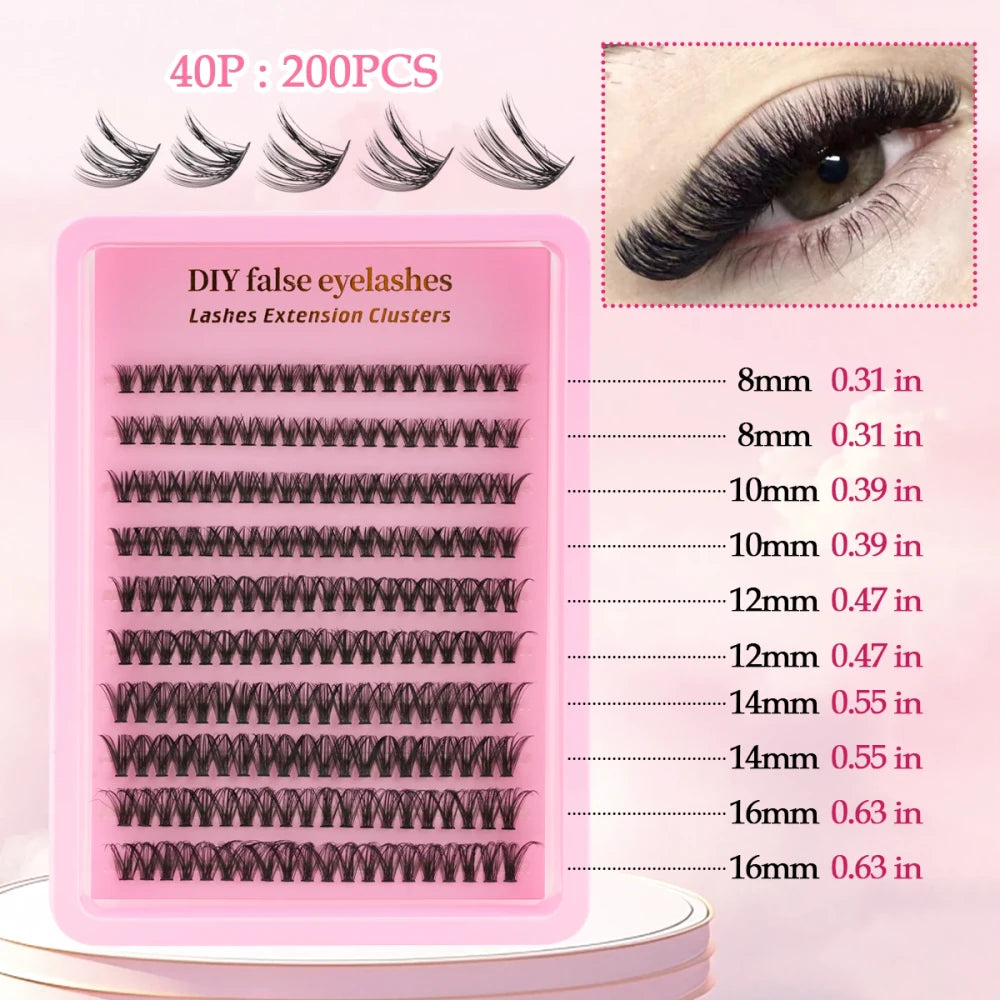Natural D Curl Lash Extension Clusters