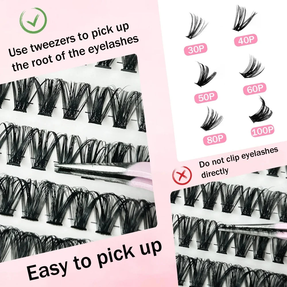 Natural Cluster Lash Extensions, 30D-100D, 30PRO-100PRO