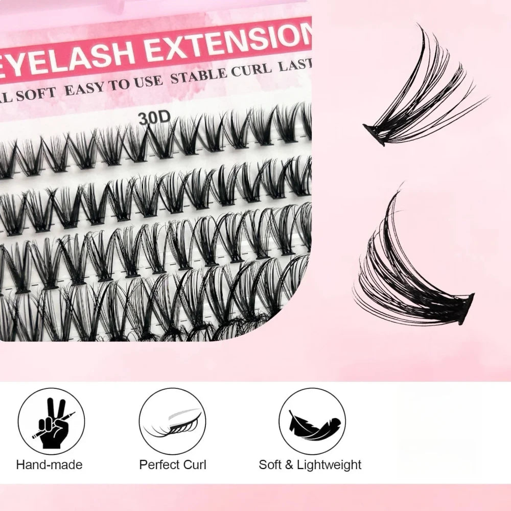 Natural Cluster Lash Extensions, 30D-100D, 30PRO-100PRO
