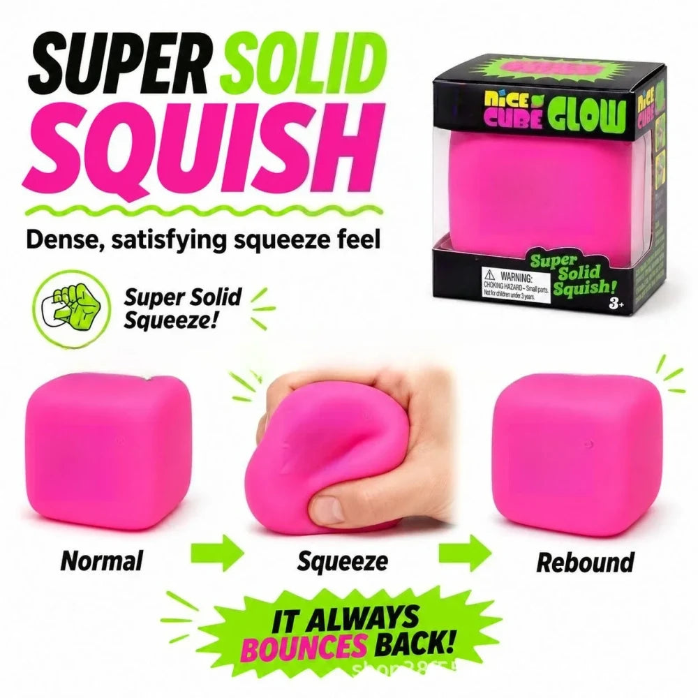 NeeDoh Glow Cube Squishy Stress Relief Toy