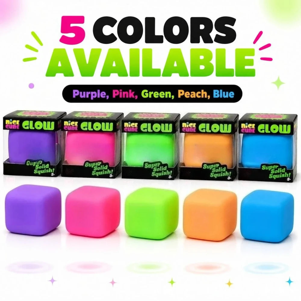 NeeDoh Glow Cube Squishy Stress Relief Toy