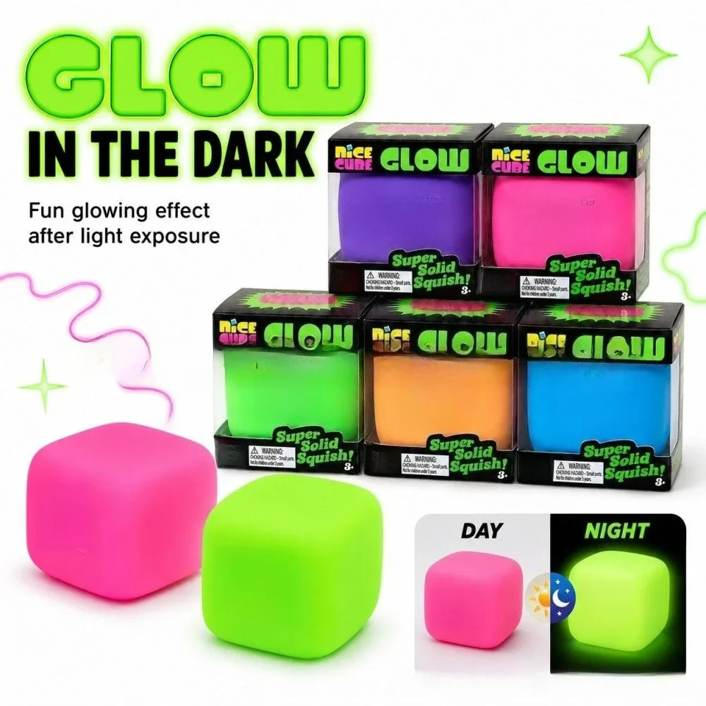 NeeDoh Glow Cube Squishy Stress Relief Toy