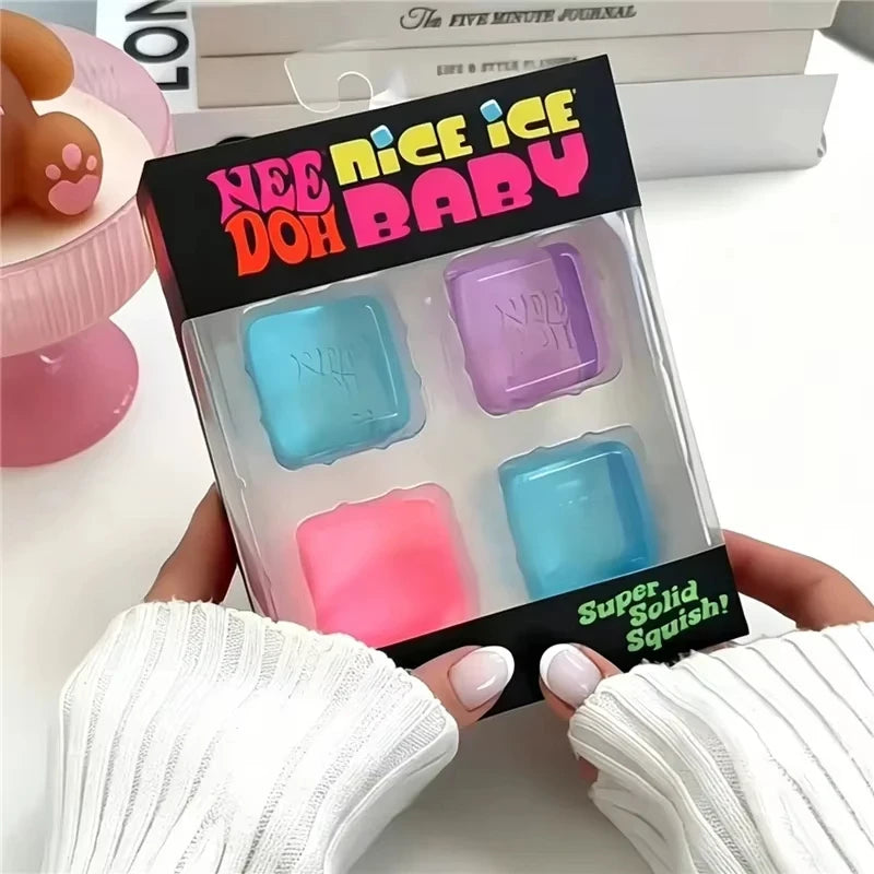 NeeDoh Nice Ice Baby / Teenie Cool Cats Squishy Cube Fidget Toy