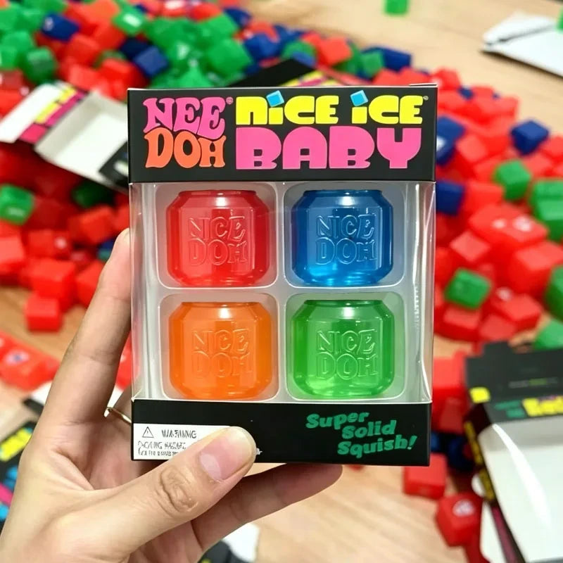 NeeDoh Nice Ice Baby / Teenie Cool Cats Squishy Cube Fidget Toy
