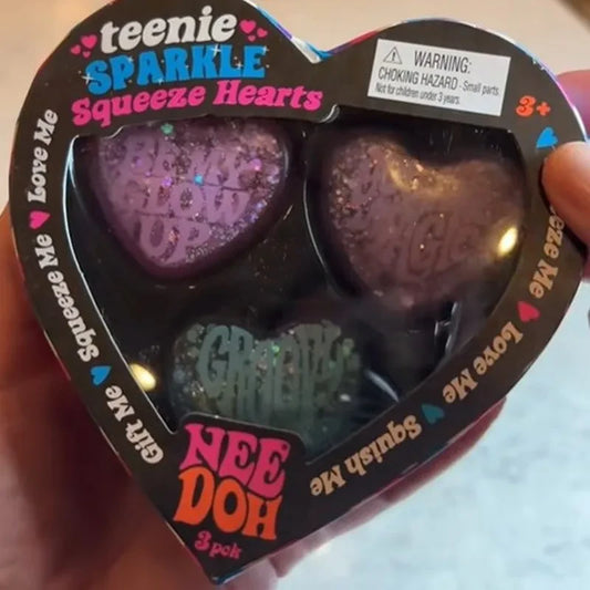 NeeDoh Teenie Sparkle Squeeze Hearts Valentine Mini Squishy Fidget Toy