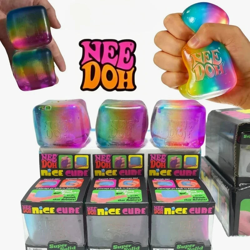 NeeDoh Nice Cube Rainbow Squishy Fidget Toy