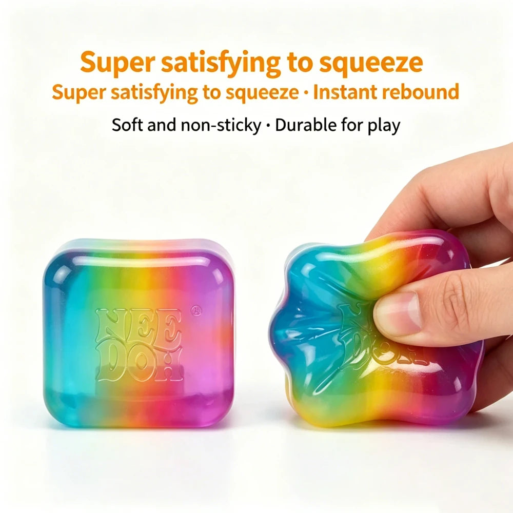 NeeDoh Nice Cube Rainbow Squishy Fidget Toy