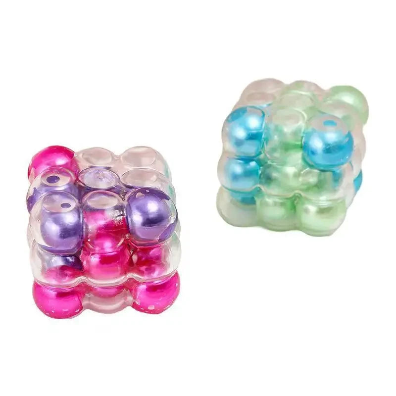 ASMR Squish Square Colorful Bead Fidget Squishy Squeeze Cube