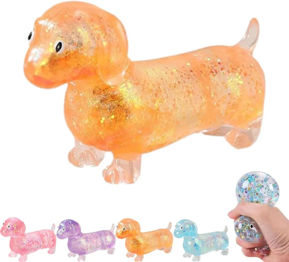 Glitter Dachshund Squishy Stress Relief Squeeze Toy