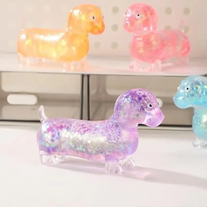 Glitter Dachshund Squishy Stress Relief Squeeze Toy