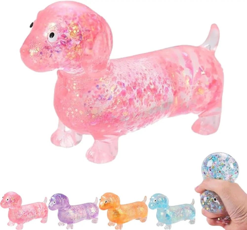 Glitter Dachshund Squishy Stress Relief Squeeze Toy