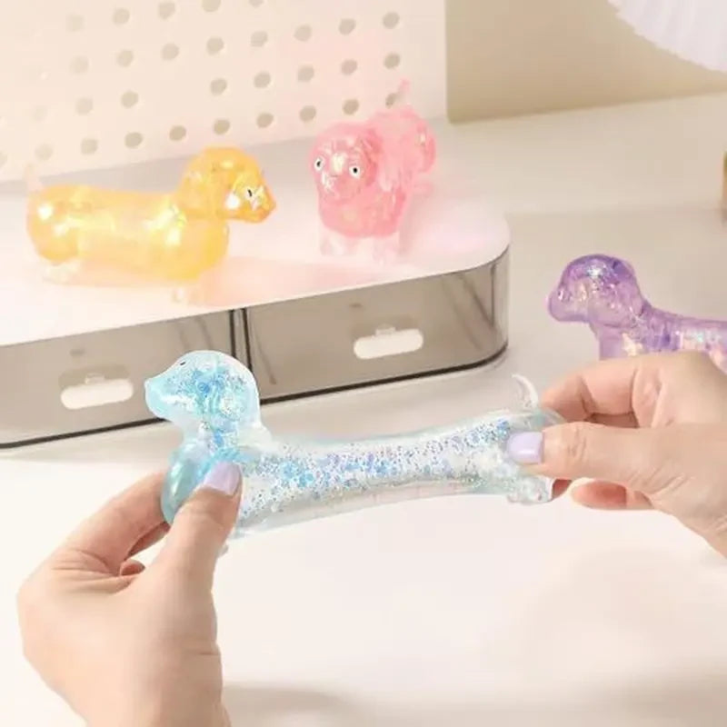 Glitter Dachshund Squishy Stress Relief Squeeze Toy