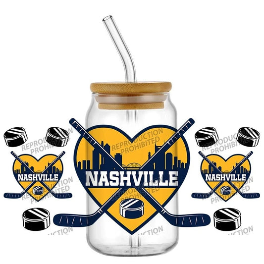 NHL Nashville Predators Hockey Heart UV DTF Cup Wrap Stickers