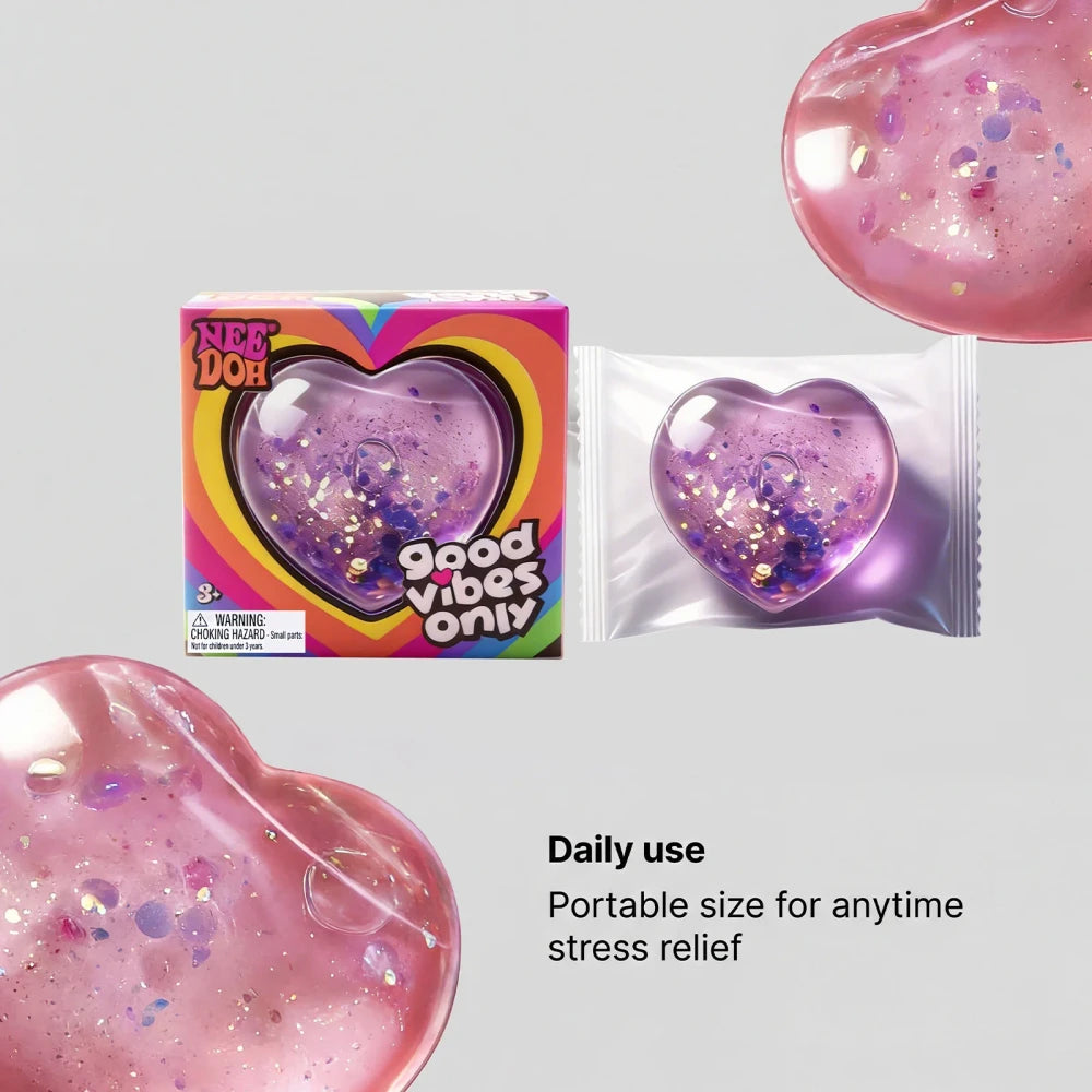 NeeDoh Good Vibes Only Squishy Heart Shaped Fidget Toy