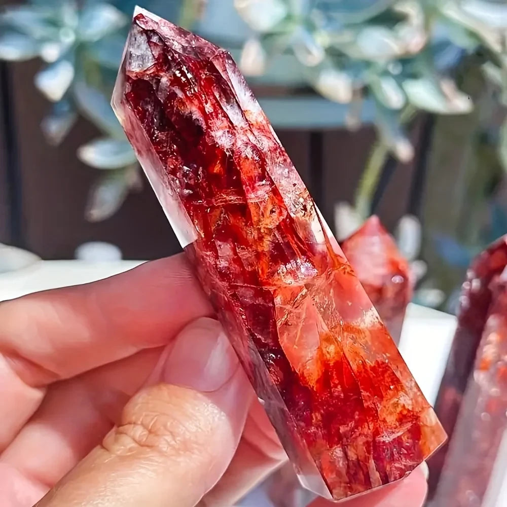 Hematoid Quartz Red Fire Crystal Tower