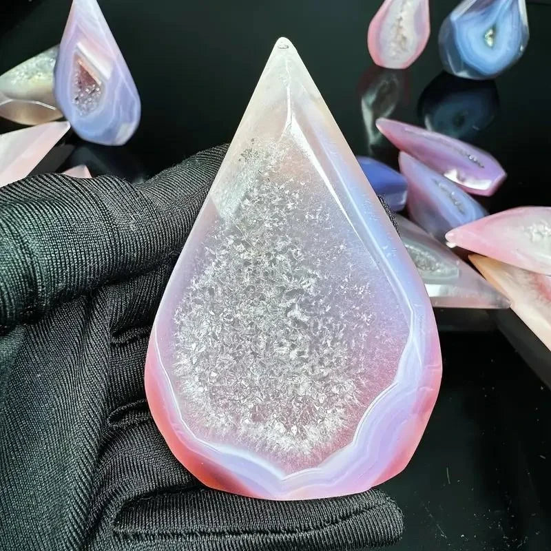 Pink Agate Water Drop Crystal