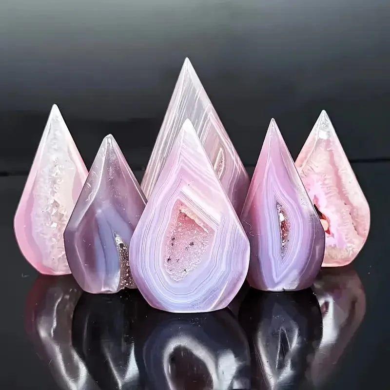 Pink Agate Water Drop Crystal