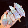 Natural Amethyst & Crazy Lace Agate Carved Crystal Feather Sculpture