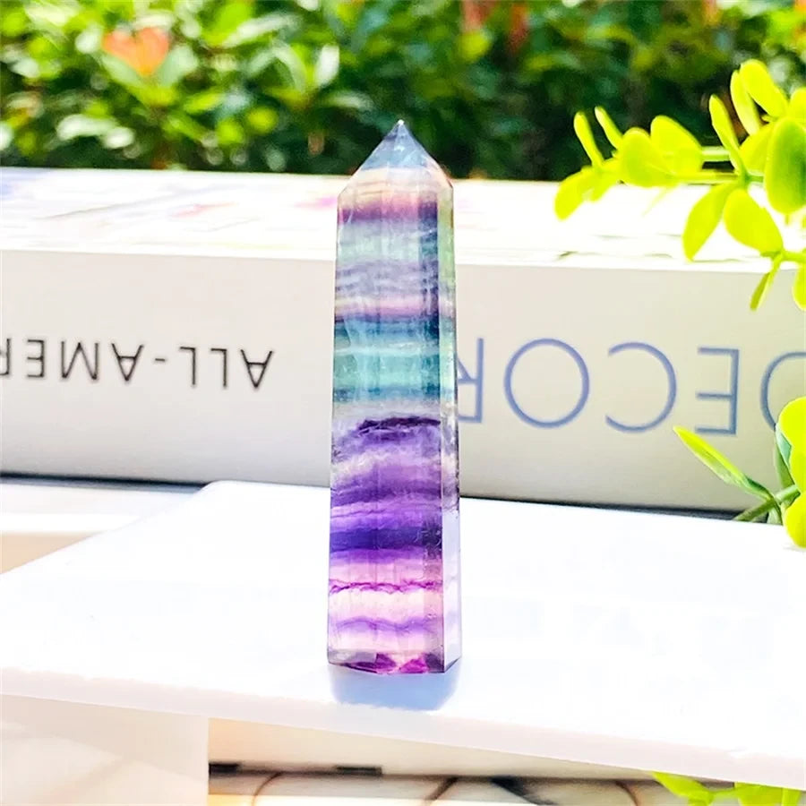 100% Natural Colored Fluorite Crystal Wand