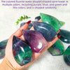Green & Purple Natural Fluorite Tear Drop Crystal Tower