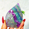 Green & Purple Natural Fluorite Tear Drop Crystal Tower