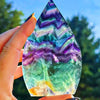 Green & Purple Natural Fluorite Tear Drop Crystal Tower