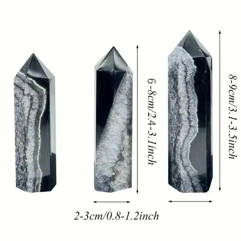 Natural Black Agate Crystal Tower