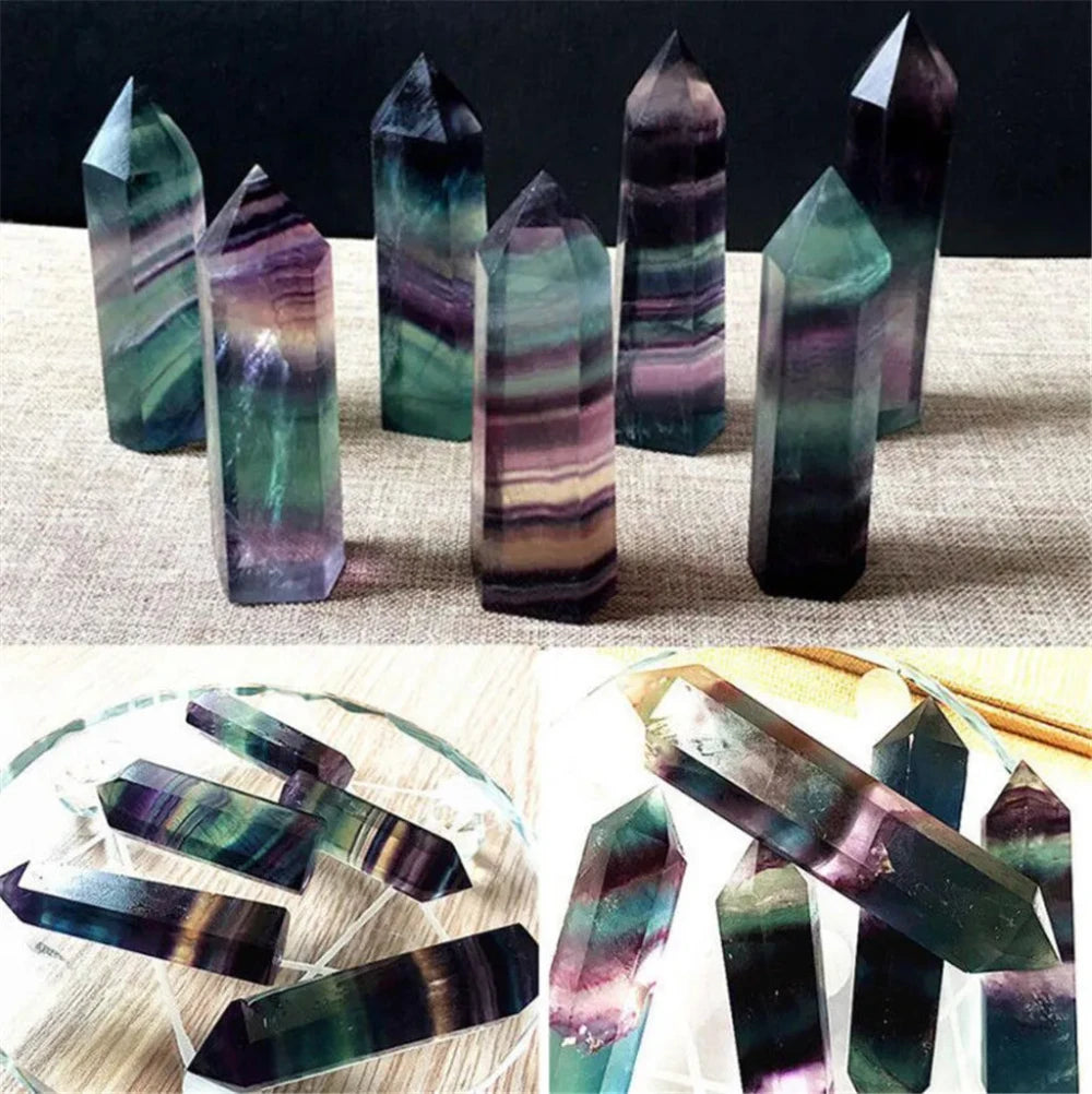 Natural Fluorite Quartz Crystal Wand